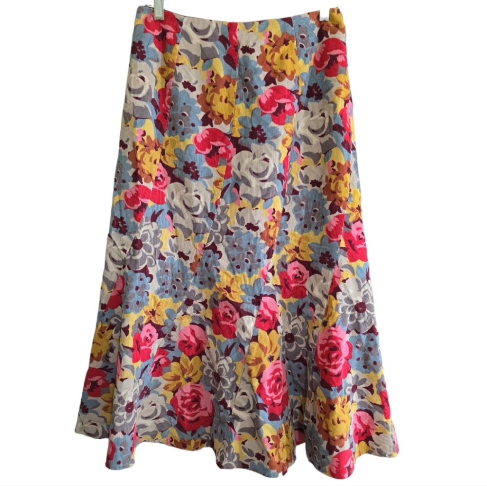 Boden Floral Corduroy Midi Skirt - Size 10